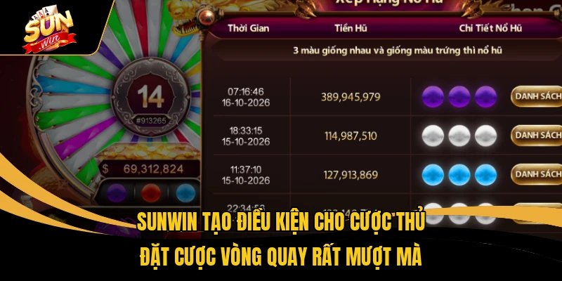 SUN Rồng - Vòng Quay Đổi Thưởng Rinh Ngay 50 Triệu Đồng 2 SUNWIN tạo điều kiện cho cược thủ đặt cược vòng quay rất mượt mà
